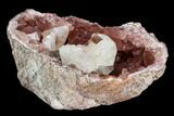 Pink Amethyst Geode Section with Calcite - Argentina #120459-1